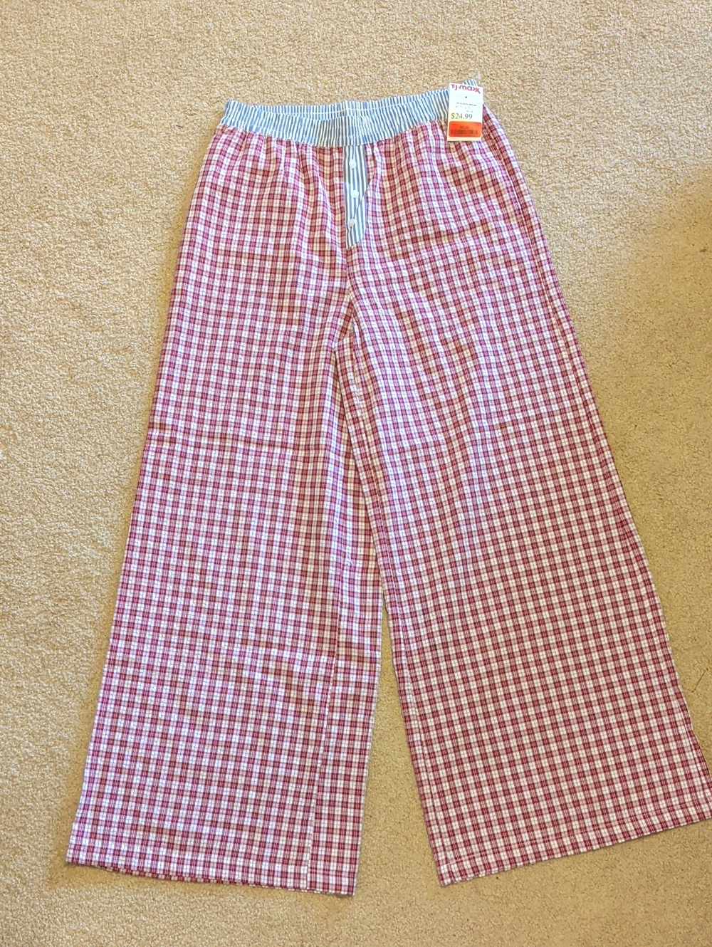 Women's Red Plaid Wide-Leg Bottoms